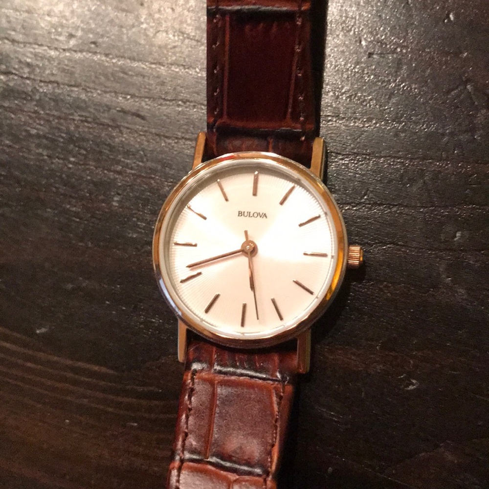Bulova Ladies Watch 98V31, Brown leather strap,New